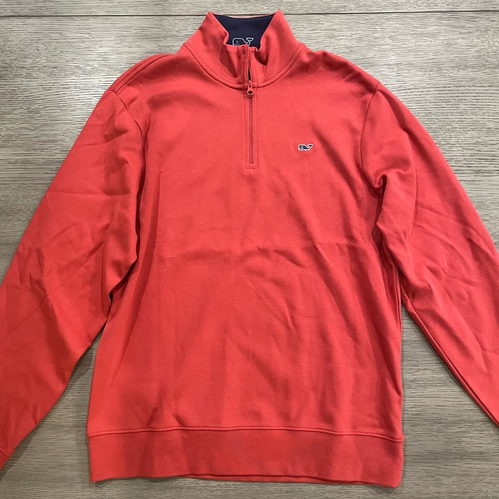 Vineyard Vines Men's Coral Zip-Up Sweater
